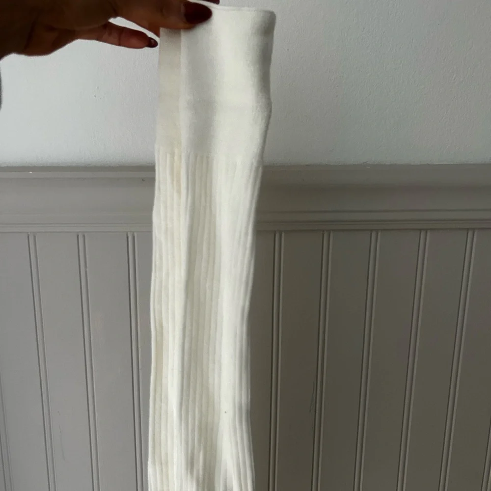 Long Cream Women's Ribbed Knee High Socks